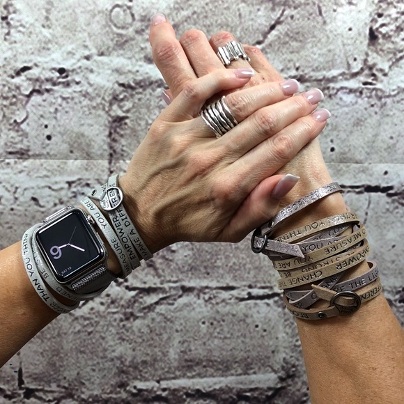 Rocker Charcoal Unisex Message Wrap Bracelet - Picture 5 of 7